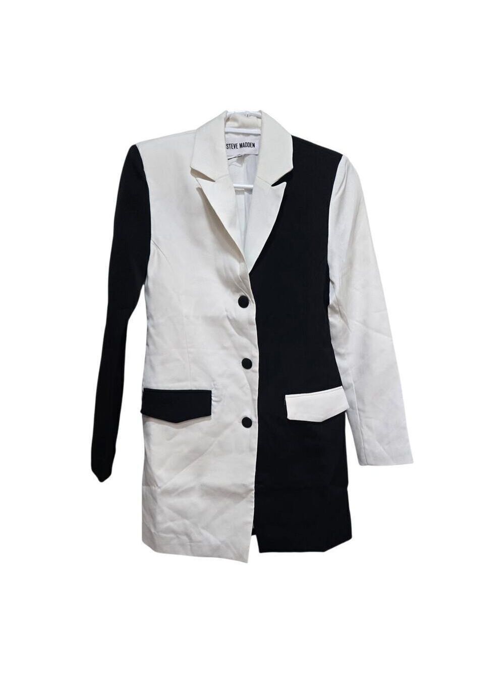 Steve Madden XS Colorblock Longline Blazer Coat NWT Black White